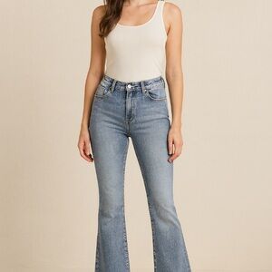 Y2K Flare XL Rope pocket embroidery medium wash stretch denim jeans